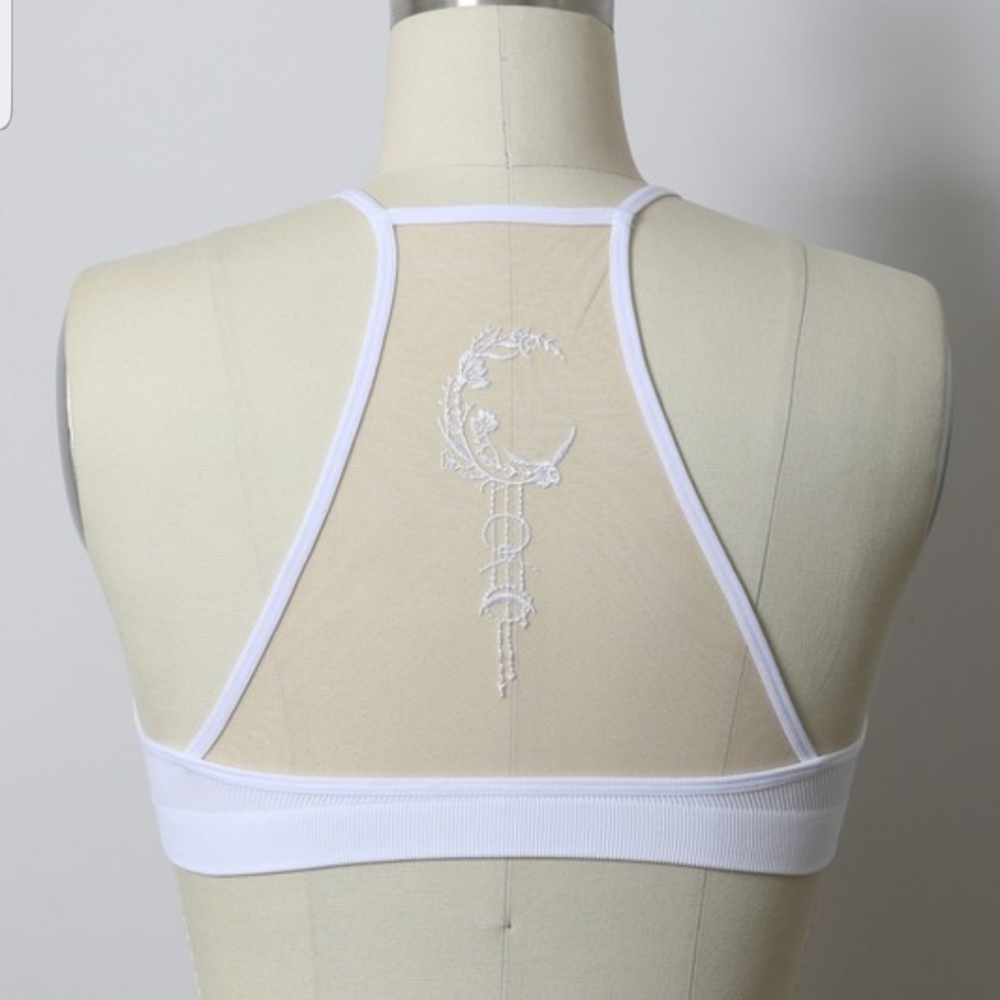 Lace Bralette Cresent Moon Tattoo Mesh Bra - Picture 5 of 7